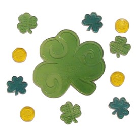 St. Patrick's Day Reusable Gel Window Clings, Large Shamrock with Shamrocks and Shamrock Tokens (11 Clings, 1 Sheet)