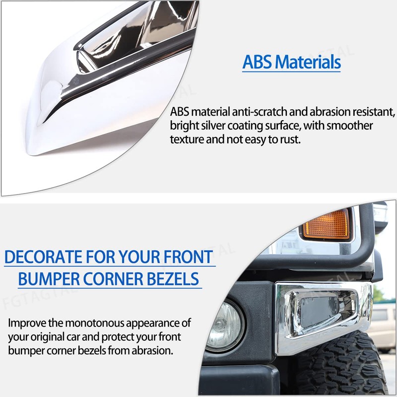 Front Bumper Corner Bezels Replacement Compatible with Hummer H2 2003-2009