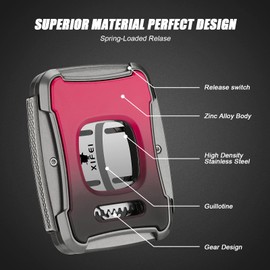 XIFEI Cigar Cutter Guillotine Stainless Steel Double Blade Cigar Clippers Straight Cut Ergonomic Design Secure-Lock Cigar Accessories,Cigar Gifts for Men,Cuts Up Most Size of Cigars (Red)