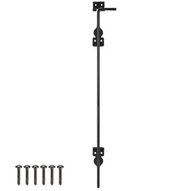 36" Cane Bolt Heavy Duty Drop Rod Gate Stopper Hardware, Gate Ground Latch for Wooden Fences Metal Gates Doors, Gate Drop Pin for Holding Gate to The Ground, Black Finish