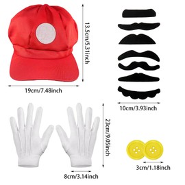 MUNSKT Cosplay Costume Accessories Kits, Hats Cap, White Gloves,Fake Beard,Buttons