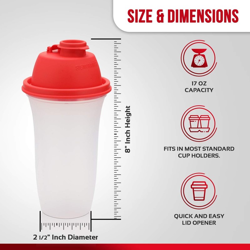 SIGNORA WARE Shaker Bottles | 17-Ounce Plastic Protein Shake Bottle