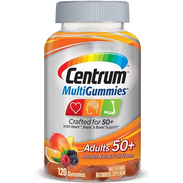 Centrum Multivitamin Gummy for Adults 50 Plus, Assorted Flavor, Fruit, 120 Count