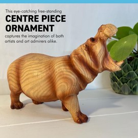 FEARSOME HIPPOPOTOMOUS IN WOOD EFFECT RESIN |Ornaments for The Home | Home Accessories | Hippo Lover Gift Birthday Friendship Gifts | Wildlife Animal Lover Gift| Hippo Statue