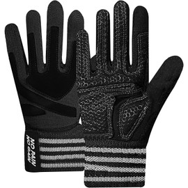 Weight Lifting Gloves Men Women Gym Full Finger with Wrist Support for Bodybuilding, Gel Padded Work Out Gloves Exercise Full Palm Protection (Carbon-Full Finger,L)