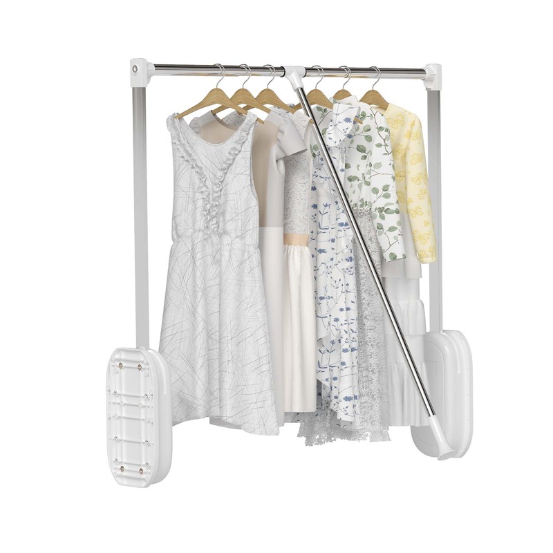 bimiti Pull Down Closet Rod White, Adjustable 33-45 inches Side