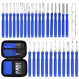 COITEK 34Pcs Terminal Removal Tool Kit, Electrical Pin Removal Tool Kit,Electrical Wire Connector Removal Tool, Automotive Wire Connector Pin Release Tool Kit for Home Devices（Blue）