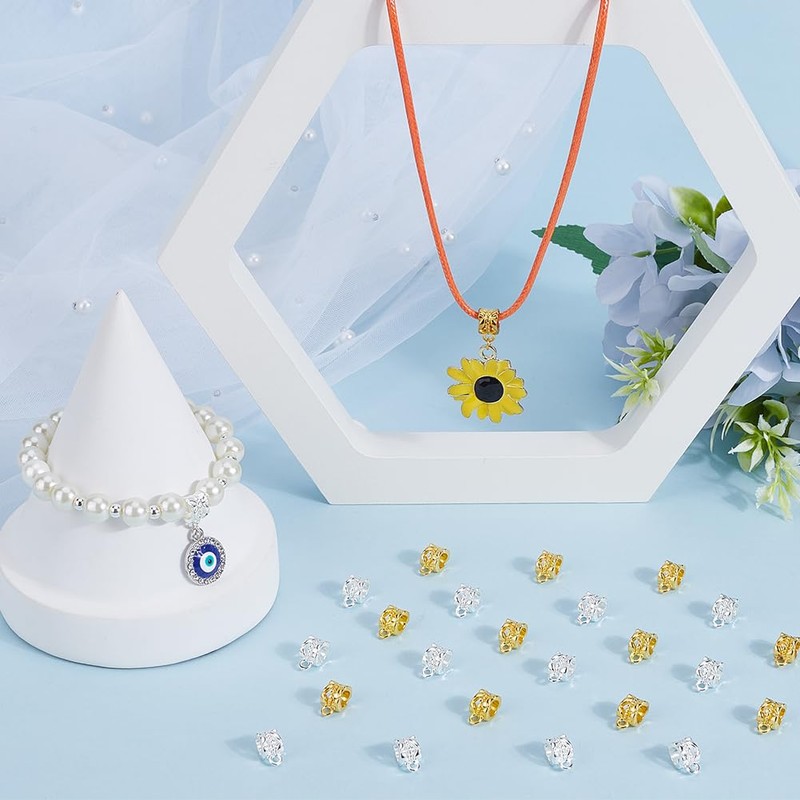 SOFPLATE 1 Box 160Pcs Gold Bail Spacer Bead Silver Tube