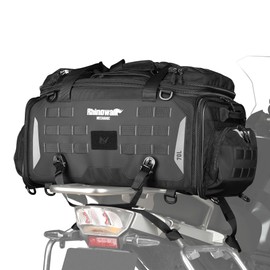 abamita Motorcycle Tail Bag Expandable 50-70L Travel Luggage Rhinowalk Waterproof Motorcycle Tail Bag with Rain Cover Backpack & Molle System-Black