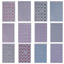 12 Stück Bunt Französische Spitze Nagelsticker, Selbstklebende Streifen Linien Nail Sticker, Selbstklebend Farbverlauf French Tips Nail Sticker, 12 Farben, mit Pinzette, Nägel Zubehör