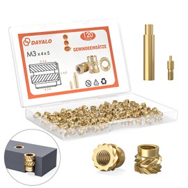 Dayalo M3 Thread Insert, Pack of 120 M3 x 4 x 5 Press-in Nuts for 3D Printing Accessories, Brass Threaded Sockets, Can be Used by Heat in 3D Printing Plastic Parts