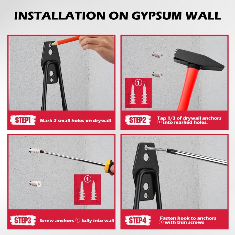 20 Pack Heavy Duty Garage Storage Hooks with Extension Cord