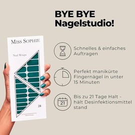 Original Miss Sophie Nagelfolien Petrol Green I 24 ultra-dünne Nagellack-Streifen einfarbig in Grün I Für Finger- & Fußnägel I Hält auf Natur- sowie lackierten, Acryl-, Gel- & Shellac-Nägeln