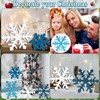 5Pcs Snowflake Christmas Table Decorations, White Blue Wooden Snowflakes Tabletop