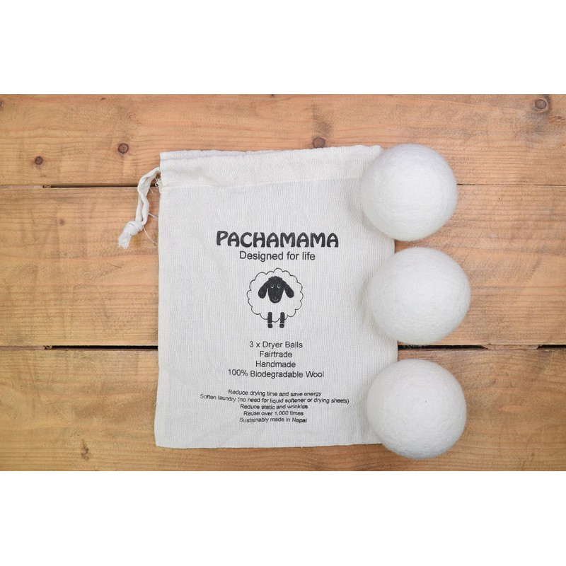 Pachamama Handmade XL Wool Tumble Dryer Balls 7cm 3 Pk