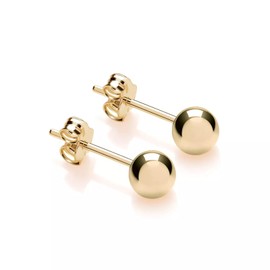 9ct Yellow Gold on Silver Ball Stud Earrings Pair 3mm 4mm 5mm 6mm 7mm 8mm Ladies Girls Mens (6mm)