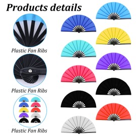 10 Pcs Large Chinese Folding Fan Bulk, Mix Color Popping Clacking Fans for Line Dancing Boots on The Ground Hand Fan for Dancing Performance Wedding Party Festival Decorative (9 Colors)