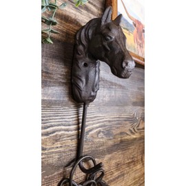 Ebros Cast Iron Rustic Western Country Farm Horse Head Coat Key Hat Leash Backpack Wall Hanging Hook Decor Hanger Cowboy Decorative Organizer for Mudroom Main Entrance Walls (3)