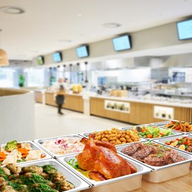 BAKPOCO Hotel Pan 1/2 Half Size - Steam Pan with Lid 2.5" Deep 6 Packs Stainless Steel Commercial Food Pan Anti Jam Buffet Pan