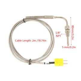 EGT Thermocouple, Exhaust Gas Temperature Sensor EGT Thermocouple K Type K Type 1/8 Inch NPT Temperature Probe Sensors Exhaust Gas for Exhaust Gas Temperature Probe with Exposed Tip Connection