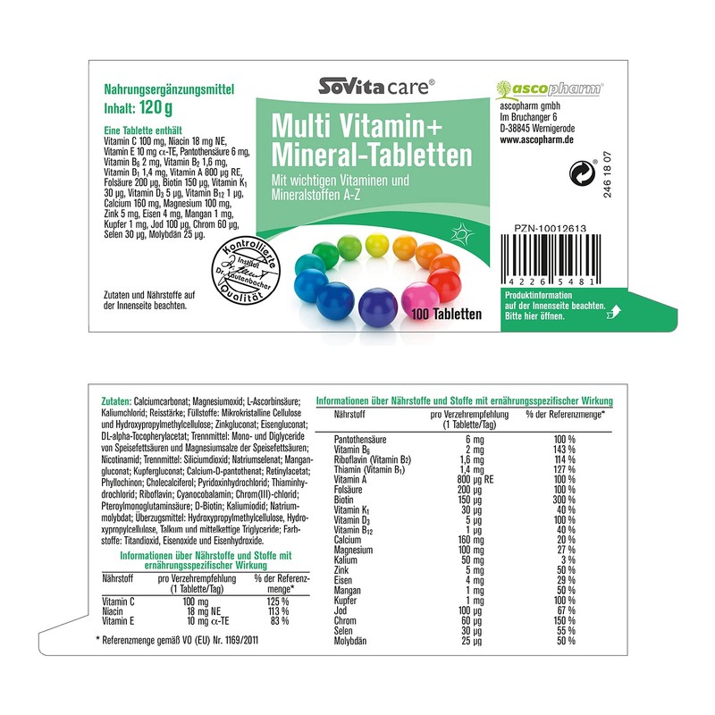 sovita Multi Vitamin + Mineral Tablets | With Important Vitamins