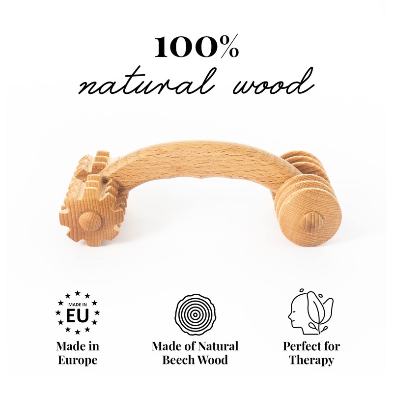 Tuuli Accessories Massage Device Back Neck Shoulder Massage Roller Wooden