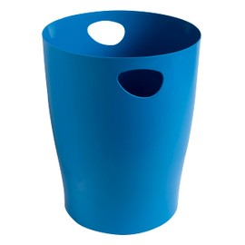 Exacompta - Ref. 45384D - 1 waste paper basket with ECOBIN BeeBlue handles in PP - large capacity 15 liters - dimensions 26.3 x 26.3 x 33.5 cm - For office or home - turquoise color