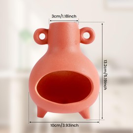 Incense Holder Ceramic Incense Holder Burner Decorative Incense Burner Ash Catcher Mini Ceramic Smudge Bowl Multi-function Incense Holder for Incense Stick Sage Bundles 13,2x10cm(purple sand red)