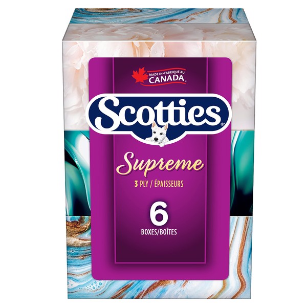 Scotties Supreme Facial Tissue, 3-ply, 88 sheets per box -6pk (Canadian)
