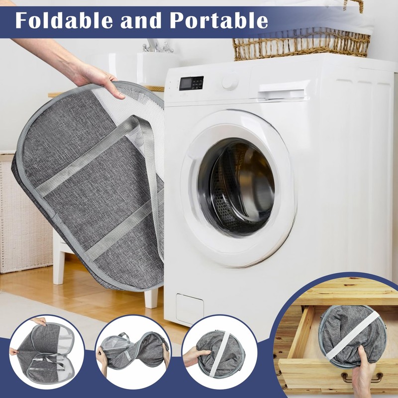 BOSNONA 2 Pack Large Collapsible Laundry Baskets 93L Pop Up