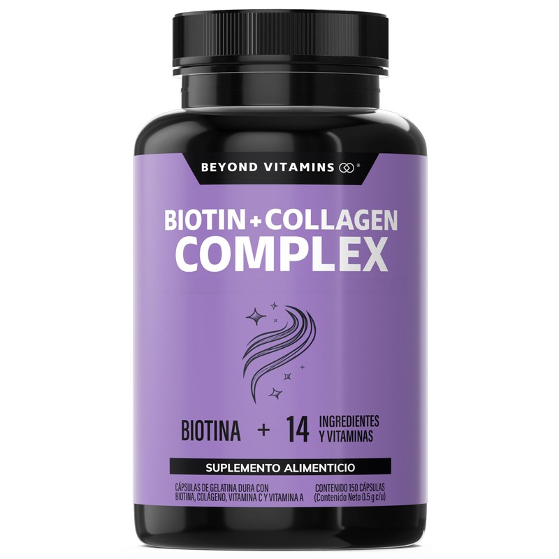 Biotin+Collagen Complex- Contiene Biotina + Colágeno + 15 Ingredientes y