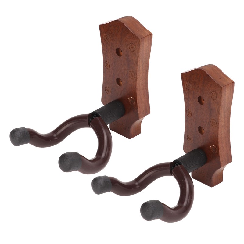 2pcs Guitar Wall Hanger Elegant Black Walnut Guitar Wall Mount