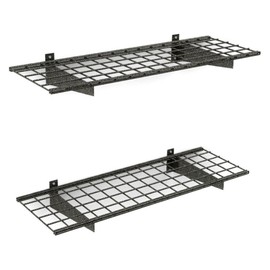 Hyloft 00651 2-Pack Heavy Duty Steel Wall Garage Shelving, 45-Inch X 15-Inch, Low-Profile Brackets, Max Shelf Load 200 Pounds, Hammertone