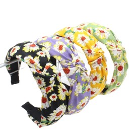 Headband for Women's Hair Hairband Adult Women Alice Headbands Knotted Elastic Headband Fashion Headbands for Women and Girl (4LSunFlowerA)
