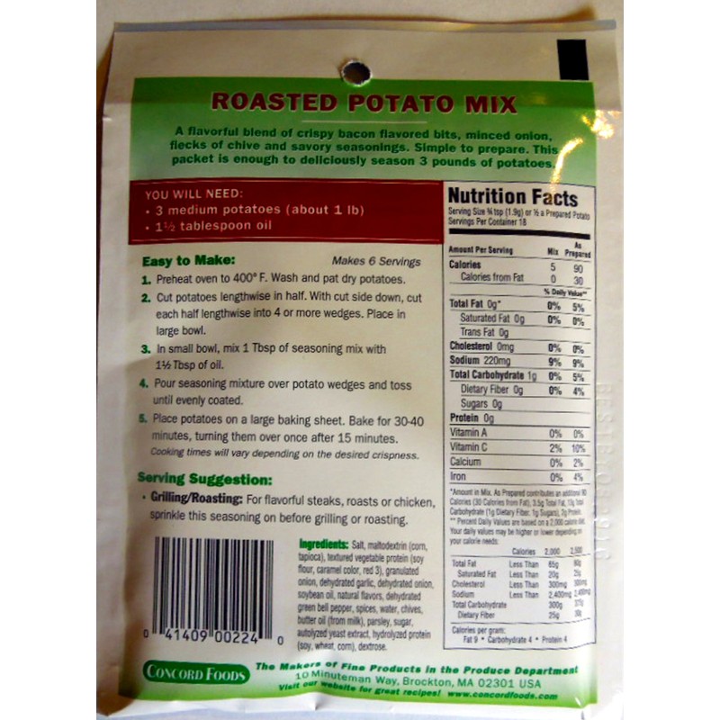 Concord Foods Roasted Potato Seasoning Mix - Bacon & Chive