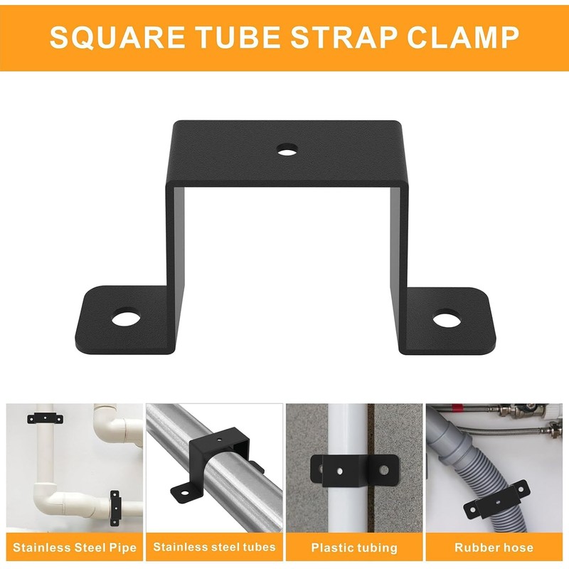 VANROUG 4 Pcs Square Pipe Clamp, U Shaped Connector Bracket,