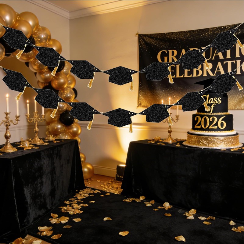 Graduation Banners Party Decorations Black Graduation Hat Design 2026 |
