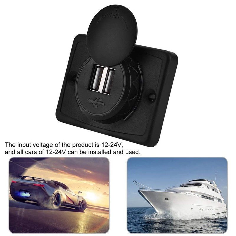 Car Charger Dual USB Port, DC 12-24 V Car Charger