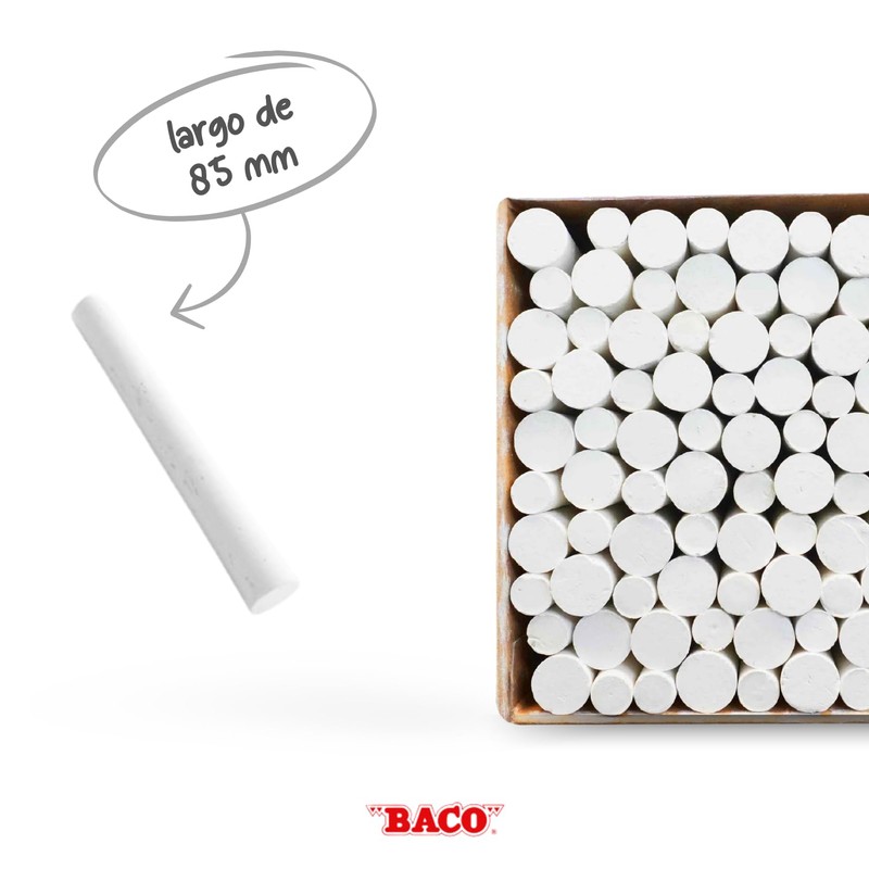 BACO | Caja de Gises Blancos Moldeados de 85 mm,