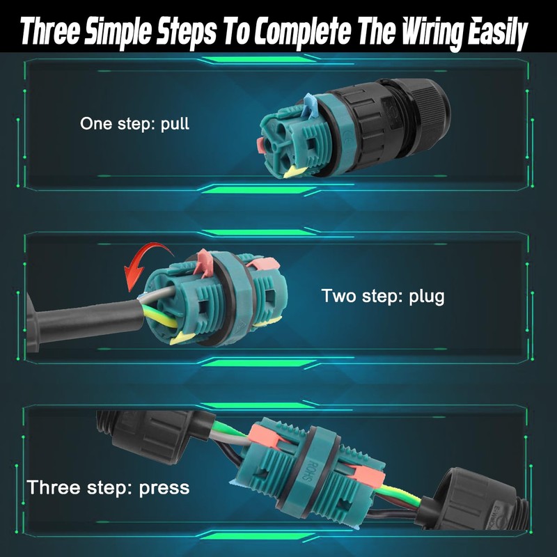 Wannap 3 Pole Wire Connector Waterproof IP68 External Electrical Junction