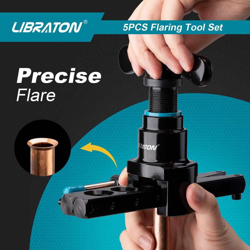 LIBRATON Flaring Tool, HVAC Flaring Tool Kit, Copper Flaring Tool,
