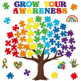 Lingvee 84 Pcs Puzzle Pieces Classroom Tree Bulletin Board Motivational Bulletin Board Inspirational Puzzle Pieces Decorations for Colorful Welcome Back to School Elementary Teacher Chalkboard