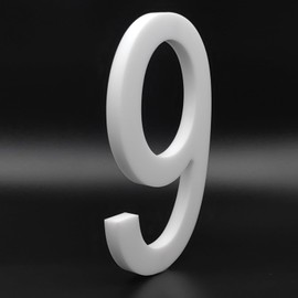 BetLight 6 Inch High Acrylic House Numbers-Floating or Flush Mounting Easy Assembly Home Address Numbers/Mailbox Number for Outside/White/Number 9