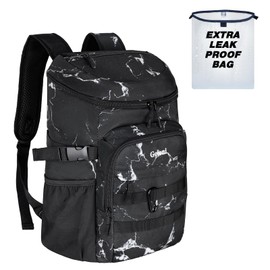 Cooler Backpack Insulated Leak Proof,Small Soft Coolers Bag for Men and Women Camping,Travel,Beach,Hiking,Picnic,Lunch Backpack for Men Work,Portable Ice Chest Back Pack Large Storage,Black Marble
