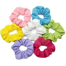 YIWEIYA 7Pcs Colorful Hair Scrunchies for Girls & Women - Soft Elastic Ponytail Holders, Hair Ties for Sports, Daily Use