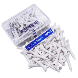 1 1/2'' Plastic Golf Tees – Short Tees for Irons, Par Threes, Hybrids, and Driving Range - Pack of 50 Bulk 4 Prongs Plastic golf Tees Performance Series Low Resistance golf Tee White