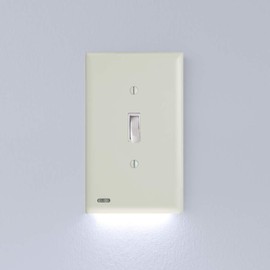 SnapPower 3 Pack SwitchLight - for Single-Pole Switches - Switch Plate with LED Night Lights - Adjust Brightness - Auto On/Off Sensor - (Toggle, Light Almond)