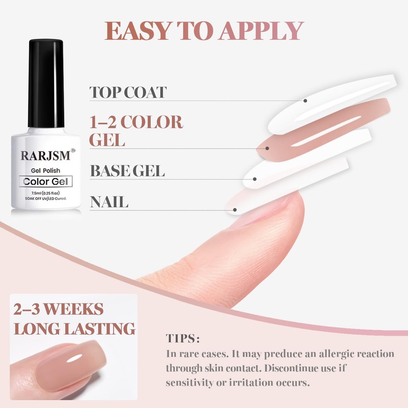 Nude Pink Gel Nail Polish Set 6 Pcs Transparent Neutral