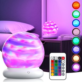 CHLORANTHUS Portable Battery Night Light LED Aurora Projector with Remote Control, RGB Color Changing Lamp, for Bedroom,Children's Room,Living Room,Game,Party Atmosphere Lights