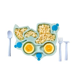 Constructive Eating Made in USA | Constructive Baby | Teal Truck Plate | Divided Suction Plate for Babies, Infants, and Kids – Made with Materials Tested for Safety